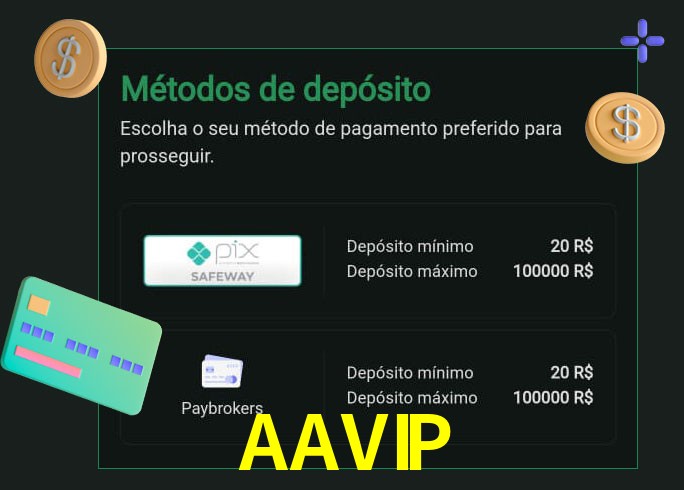O cassino AAVIP oferece uma grande variedade de métodos de pagamento